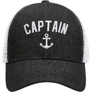 Unisex Black Captain Embroidery Adjustable Size Classic Hunting Baseball Caps